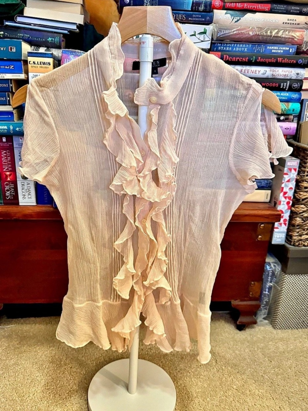 Lauren Ralph Lauren Silk Ruffle Blouse Pink Size 8